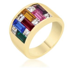 Gorgeous Gold Statement Cocktail Rainbow Ring